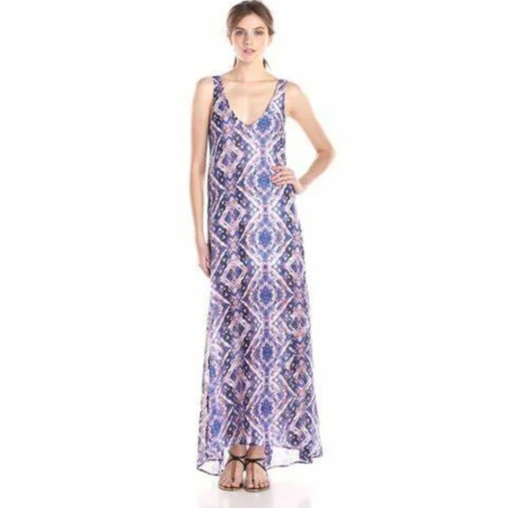 Show Me Your MuMu Kiersten Maxi Dress Womens Medium Purple Sheer Resort Vacation